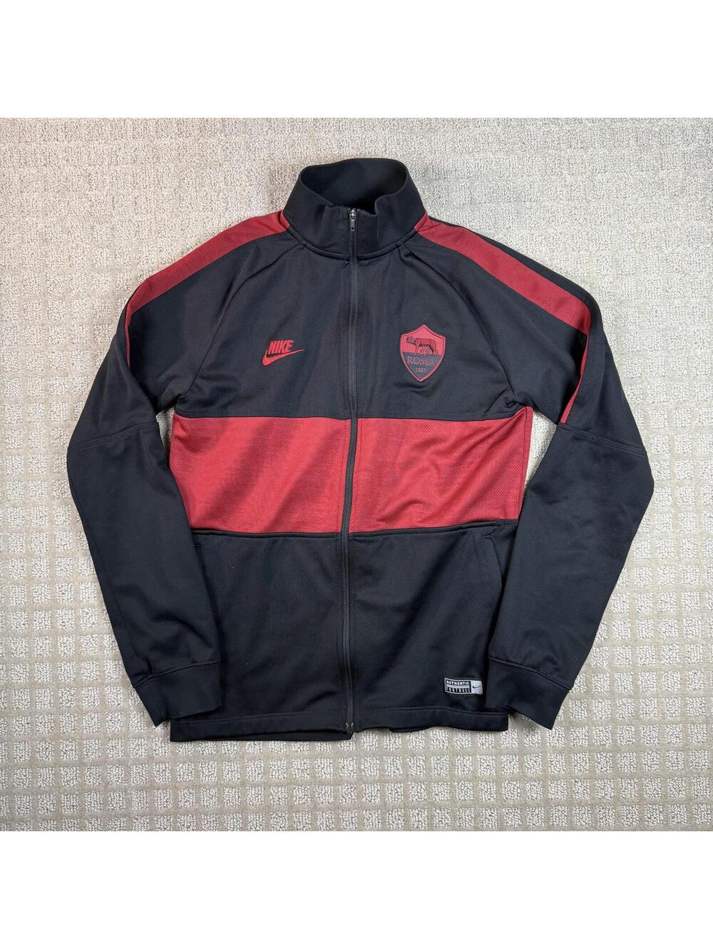 Nike AS Roma Track Jacket Black Red Kids Large
